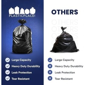 Resim Hd Group Plasticplace T55129BK 55-60 Galon Çöp Torbası 1,2 Mil - Siyah Çöp Kutusu Astarları - 35" x 54" (90 Adet) 