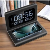 Resim Cloud011 3ü 1 Arada Kablosuz Şarj, Saat Ve Sıcaklık Göstergeli, Yatak Odası Ve Masa İçin Alarmlı Şarj İstasyonu - Black-1pc 