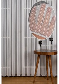 Resim Tek Makarna Simli Armür Düz Tül Perde 