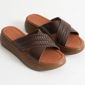 Resim Kocadal Kocadal Fayn Acı Kahve Örgü Desenli Hakiki Deri Terlik Muhtelif 