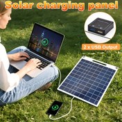Resim Güneş Enerjili Şarj Paneli - 2x USB Çıkışı ile Taşınabilir Güneş Enerjili Şarj Cihazı - Telefonlar, El Fenerleri, Fanlar ve Açık Hava Kampı için - Acil Durum, Seyahat ve Ev Kullanımı için Dayanıklı Hafif Tasarım, Güneş Telefon Şarj Cihazı, Kamp Gereksinimleri, Modern Estetik, Kompakt Boyut 