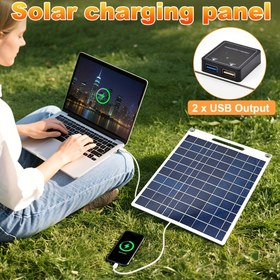 Resim Güneş Enerjili Şarj Paneli - 2x USB Çıkışı ile Taşınabilir Güneş Enerjili Şarj Cihazı - Telefonlar, El Fenerleri, Fanlar ve Açık Hava Kampı için - Acil Durum, Seyahat ve Ev Kullanımı için Dayanıklı Hafif Tasarım, Güneş Telefon Şarj Cihazı, Kamp Gereksinimleri, Modern Estetik, Kompakt Boyut 