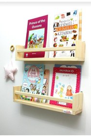 Resim WoodWoork 2i Montessori Kitaplık 50 Cm Duvar Rafı Bebek Çocuk Odası Ahşap Kitaplık 
