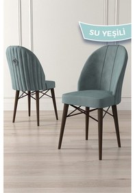 Resim Canisa Ritim Serisi 6 Adet Su Yeşili Sandalye 1.sınıf Babyface Ithal Kumaş Ceviz Gürgen Ayak Gümüş Halkalı Yeşil 