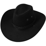 Resim Hirigin Vintage Kovboy Şapkası - Geniş Kenarlı Güneş Şapkası, Erkek Ve Kadın İçin Black 