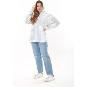 Resim Kadın Büyük Beden Yeşil Batik Desenli Kapşonlu Sweatshirt 65n37521-yeşil Yeşil 