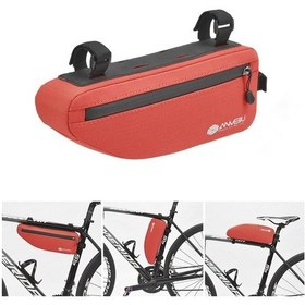 Resim Anmeılu 7050 Bisiklet Üçgen Çerçeve Çantası Oxford Kumaş Bisiklet Üst Tüp Çantası Bisiklet Çantası - Kırmızı 