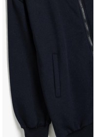 Resim Koton Çocuk Okul Sweatshirt Uzun Kollu Cep Detaylı Fermuar Kapamalı Lacivert 