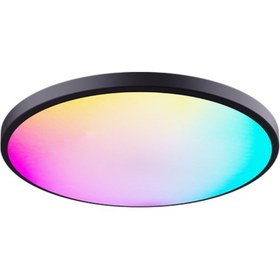 Resim Ranyeek Siyah Yuvarlak Led Tavan Lambası, Rgbcw Tam Renk, Işığın Yoğunluğunu Ve Rengini Ayarlayabilir, Akıllı Rf Kumandalı, Yatak Odası İçin Siyah 