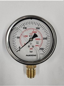 Resim Çap 100 ALTtan 250 Bar Gliserinli Manometre - Pakkens 