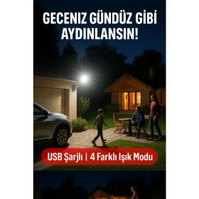 Resim Dış Mekan ve Kamp Için USB Şarjlı 4 Modlu Güçlü Projektör Lamba 100W 2400MAH 