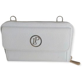 Resim BC Barse Collection Kadın Cüzdan Ve Omuz Çantası Beyaz Telefon Bölmeli Hakiki Deri 