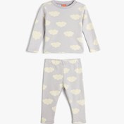 Resim Kız Bebek Pijama Takımı Koalalı Uzun Kollu Tişört ve Beli Lastikli Pijama Altı 2 Parça 