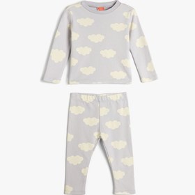 Resim Kız Bebek Pijama Takımı Koalalı Uzun Kollu Tişört ve Beli Lastikli Pijama Altı 2 Parça 