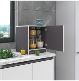 Resim Kenzlife kapaklı mutfak dolabı melek gri 039x029x29 banyo ofis komodin (m) 