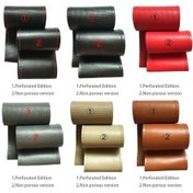 Resim Kırmızı İğneler Ve İplik İle Faydalı Dıy Suni Deri Yumuşak Araba Direksiyon Kapağı 