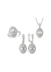 Resim Gümüş Zirkon Taşlı Oval Kadın Set (551167827) 