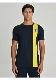 Resim Fenerbahçe Lisanslı 25/26 Lacivert Tribün Basic T-shirt Sarı - Lacivert 