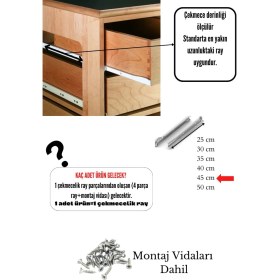 Resim Hobidabi 45 cm Klasik Kızaklı Dolap Çekmece Rayı 1 Çekmecelik Koku Yapmaz MDF & Suntalam Malzeme 