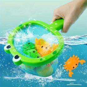 Resim Su içinde oyuncaklar için balıkçılık, banyo oyuncakları için, kauçuk hayvanlar yakalamak için bir ağı, harika bir hediye seçeneği. 