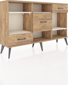 Resim Arges Konsol 4 Raflı 3 Çekmeceli 132x30x83 Çam-aytaşı/çam Aytaşı/çam 