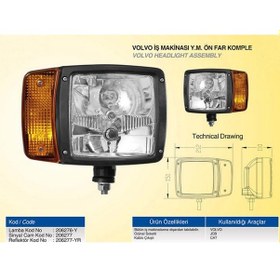 Resim Jcb-Volvo-Cat İş Makinası Komple Ön Far Sinyalli Sağ Ön Far 