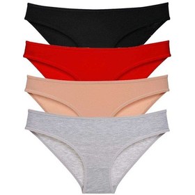 Resim 4 Adet Süper Eko Set Likralı Kadın Slip Külot Siyah Kırmızı Ten Gri Altın - Lacivert 