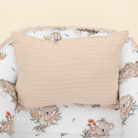 Resim Babynest ve Yastık - Çift Taraflı - Sütlü Kahve Örgü - Koala 