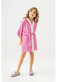 Resim Soley Pueri %100 Pamuklu Unisex Çocuk Bornozu Pembe 