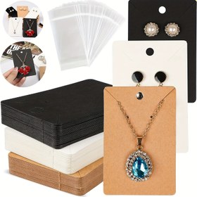 Resim 200/600/1000 adet Kağıt Küpe Kartları ve Kolye Gösterim Kartları - Özelleştirilmiş Takı Ambalajı DIY El Sanatları ve Perakende Kullanım için (100/300/500 adet Kahverengi Kraft Kartlar 100/300/500 adet OPP Torbalar) 