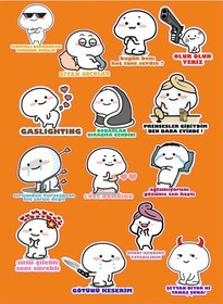 Resim Qubby Temalı Sticker Seti Laptop Ajanda Pc Tablet Telefon Defter Etiket Bullet Journal Diğer 
