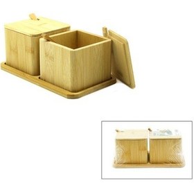 Resim 2pcs Baharatlık - Tuzluk Ahşap Bambu 4915 Çok Renkli 