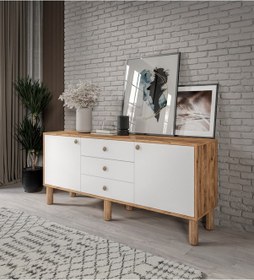 Resim Afilli Bohem Konsol 3 Çekmeceli 2 Kapaklıtamamı Mdf 