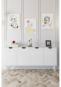 Resim Elegant 4 Kapaklı Dekoratif Konsol Beyaz 