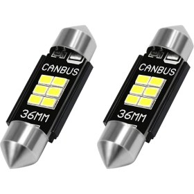 Resim Sulhul Extremy Bright 400 Lumens 3020 Chipset Canbus Error Free LED Bulbs For Interior Car Lights License Plate Dome Map Door Courtesy 36MM Festoon DE3175 6428 White (Yurt Dışından) 