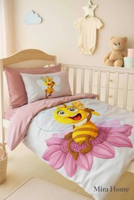 Resim Mira Home Yenidoğan Kız Bebek Nevresim Takımı %100 Pamuklu Lady Bee 