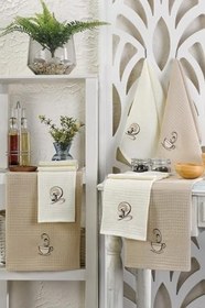 Resim INTER Z Pamuklu Waffle 6 adet Mutfak Kurulama Bezi Seti 