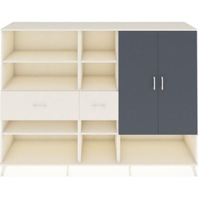 Resim Hyperion Dolap 10 Raflı 2 Çekmeceli 2 Kapaklı 220x44x163 Aytaşı-a Aytaşı-antrasit/aytaşı 