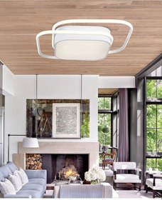 Resim İkili Kare Led Plafonyer Avize Üç Renkli Beyaz Renkli Çok Renkli 