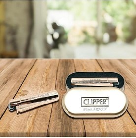 Resim Kişiye Özel Clipper Metal Taşlı Altın Çakmak 