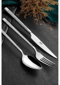 Resim Avcı Pera 84 Parça Çatal Kaşık Bıçak Takımı 18-10 Paslanmaz Çelik Gümüş 