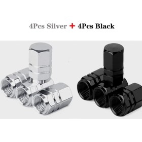Resim Xiyu Shop 8 Adet Gümüş-Siyah Tarzı Alüminyum Alaşımlı Araba Lastiği Valf Kapakları Altıgen Lastik Valf Gövde Kapağı Hava Toz Kapakları Lastik Valf Kamyon Bisiklet Jant Valfi Gövde Kapağı (Yurt Dışından) 