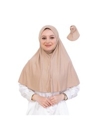 Resim Modish Group Hazır Başörtüsü Pratik İslami Giyim Penye Peçeli Türban Namaz İçin Yumuşak Eşarp Koyu Vizon 