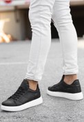 Resim BOUIS Erkek Siyah Beyaz Casual Bağcıklı Terletmez Esnek Sneaker Lifestyle Klasik Spor Ayakkabı 