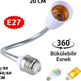 Resim Vwin E27 Lamba - Duy Uzatma 20 cm Metal Esnek Bükülebilir 360 Derece 