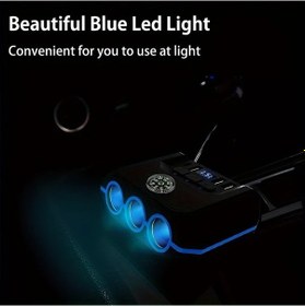 Resim Sunshine011 Siyah 120w 7si1 Araç Şarj Aleti Hızlı Şarj 3 Priz 4 Usb Qc3.0 Açma Kapama Led Ekran Pusula 