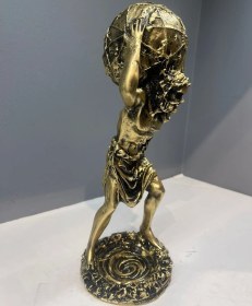 Resim Dekoratif Polyester Atlas Adam Heykeli Gold-eskitme 