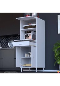 Resim Eliusta Ora 48 Cm Derinlikte Beyaz Mutfak/kiler Dolabı 60x162,4x48 Cm 1 Çekmece 4 Kapak Modüler Dolap Beyaz 