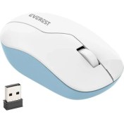 Resim Everest SMW-973 USB Beyaz-Mavi 2.4ghz 1200DPI Kablosuz Optik Mouse 5 Metre Menzilli 