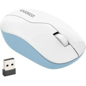 Resim Everest SMW-973 USB Beyaz-Mavi 2.4ghz 1200DPI Kablosuz Optik Mouse 5 Metre Menzilli 